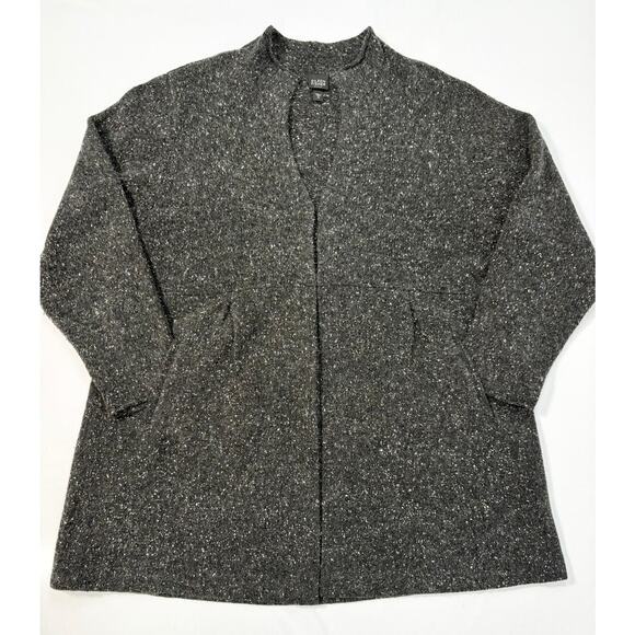 EILEEN FISHER Womens Black 100% Wool Long Cardigan Sweater Size 2XL - Picture 1 of 13